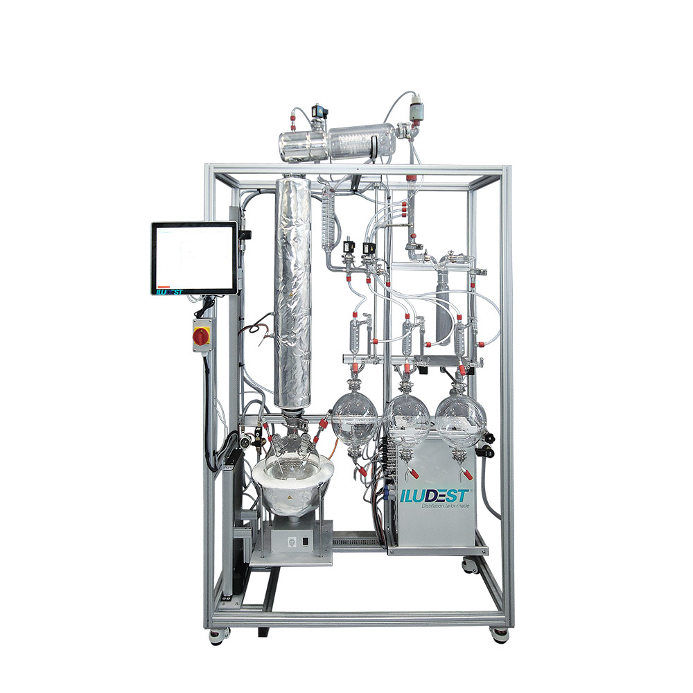 Lab-scale distillation unit for universal use to determine distillation data for upscaling.